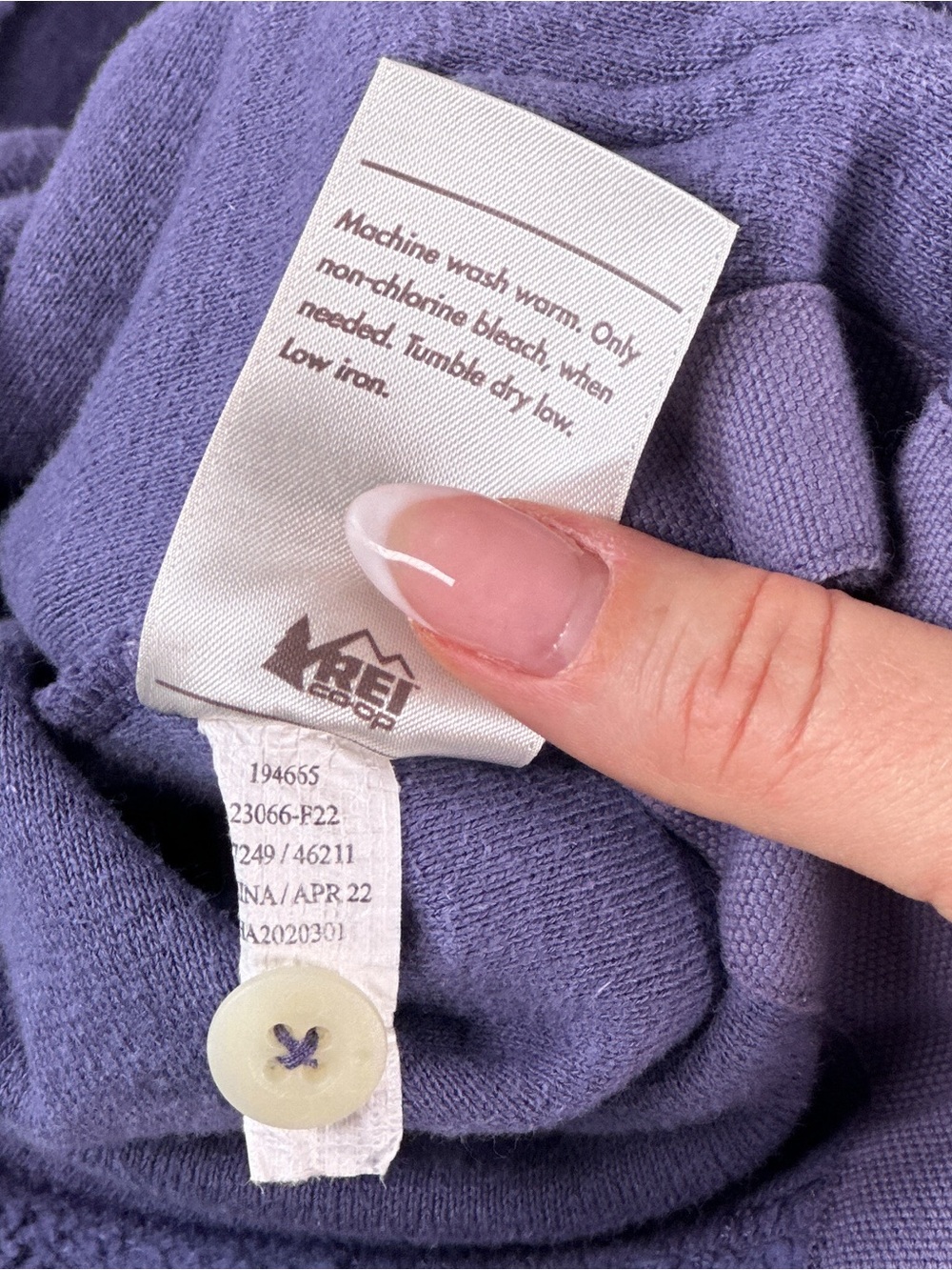 REI Co-op Button Front Terry Pullover Hemp Cotton Purple Large - Picture 7 of 11